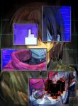  1other androgynous armor black_background black_bodysuit black_hair black_shirt blue_skin bodysuit breastplate brown_hair collared_shirt colored_skin cropped_torso deltarune faceless glitch green_sweater kris_(dark_world)_(deltarune) kris_(deltarune) other_focus pink_scarf redram_aoi scarf shirt short_hair simple_background single_stripe solo soul_(character)_(deltarune) striped_clothes striped_sweater sweater upper_body utdr_(toby_fox) white_armor yellow_skin 