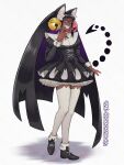  1girl absurdres animal_ear_legwear animal_ears artist_name bell bell_ear_ornament black_boots black_dress black_hair black_nails boots cat_ear_legwear cat_ears cat_girl collar commentary dark-skinned_female dark_skin deltarune dress english_commentary entomaggedon evil_grin evil_smile friend_(deltarune) friend_(deltarune)_(entomaggedon) full_body grid_teeth grin heterochromia highres long_hair open_mouth pantyhose personification pink_eyes shadow smile standing thighhighs utdr_(toby_fox) very_long_hair watermark watermark_grid white_collar white_thighhighs yellow_eyes 