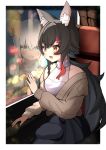  2girls absurdres animal_ear_fluff animal_ears black_hat black_skirt bow bowtie breasts cardigan dress fox_ears fox_girl hat highres hololive multiple_girls ookami_mio ookami_mio_(street) open_cardigan open_clothes ponytail red_hair shirakami_fubuki shirakami_fubuki_(street) shirt skirt small_breasts takumin_dx virtual_youtuber white_bow white_bowtie white_dress white_shirt window wolf_ears wolf_girl 