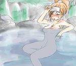  araragi_(pokemon) blush breasts floating_breasts oekaki onsen pokemon pokemon_(game) pokemon_bw sweat 