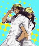  black_hair character_request dark_skin genderswap hat long_hair scar short_hair smile sunglasses tom_(toriko_series) toriko_(series) 
