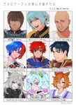  3girls 6+boys animal_ears arknights bald beard_stubble blue_eyes blue_hair brown_hair bruce_willis commentary_request cure_supreme facial_hair final_fantasy final_fantasy_xiv fire_emblem fire_emblem:_path_of_radiance fire_emblem:_the_binding_blade fire_emblem_engage grey_hair grin haurchefant_greystone heterochromia highres lappland_(arknights) long_hair male_alear_(fire_emblem) multicolored_hair multiple_boys multiple_drawing_challenge multiple_girls mustache_stubble one_eye_closed orange_hair pointy_ears precure precure_all_stars precure_all_stars_f purple_eyes purple_hair real_life red_eyes roy_(fire_emblem) short_hair smile split-color_hair stubble t.m._opera_o_(umamusume) translation_request twitter_username umamusume var_unchi warrior_of_light_(ff14) zelgius_(fire_emblem) 