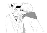  ! !! 2boys black_eyeliner blush child deidara_(naruto) eyeliner fishnet_top fishnets forehead_protector grabbing_another's_chin hand_on_another's_chin japanese_clothes kimono kiss long_hair looking_at_another low_ponytail makeup male_focus monochrome multiple_boys naruto_(series) naruto_shippuuden obi ponytail robe sash sasori_(naruto) scarf short_hair side_ponytail simple_background speech_bubble spoken_exclamation_mark white_background winter_bre1 yaoi 