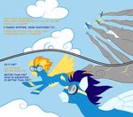  2011 blue_hair bodysuit comic dialog english_text equine eyewear female feral friendship_is_magic goggles hair male mammal my_little_pony orange_hair pegasus simple_background skinsuit soarin_(mlp) spitfire_(mlp) taharon text wings wonderbolts_(mlp) 