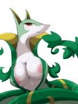 2026 3:4 archived_source areola big_breasts blush breasts busty_feral closed_smile color_edit colored digital_drawing_(artwork) digital_media_(artwork) eyelashes female female_feral feral generation_5_pokemon glistening glistening_breasts glistening_eyes green_body head_turned hi_res iris k_busho legless looking_at_viewer markings mouth_closed nintendo nipples non-mammal_breasts pink_areola pink_nipples pokemon pokemon_(species) portrait pseudo_clothing pupils red_eyes serperior shaded simple_background smile snout solo tail third-party_edit three-quarter_portrait white_background yellow_markings