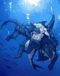  ?? abs anthro barazoku biceps big_muscles blue_eyes bubble bubbles buff cool_colors fish group male marine muscles nude pecs shark sharp_teeth teeth toned tongue tongue_out underwater water 