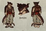 accessory anthro backpack bandage bandaged_arm bandaged_foot bandaged_leg bandaged_legs bandaged_tail belt blue_eyes bottomwear cheek_horn cheek_spikes chin_horn chin_spikes claws clothing dragon dragonborn_(dnd) dungeons_and_dragons facial_horn facial_spikes fangs fingerless_gloves fist front_view full-length_portrait gloves gold_(metal) green_eyes hand_scar handwear hasbro headshot_portrait heterochromia hi_res horn male model_sheet mythological_creature mythological_scalie mythology nose_horn pants piercing plantigrade plated_scales portrait rear_view reptile scalie scar solo spikes spikes_(anatomy) tashiroth teeth trap_(contrivance) ttrpg wizards_of_the_coast
