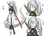  :| antennae armor blazblue breasts closed_eyes closed_mouth covered_nipples daddy_pomgi genderswap genderswap_(mtf) hakumen long_hair mask mask_removed medium_breasts ponytail scabbard sheath silver_hair very_long_hair 