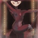 1:1 absurd_res avian bird blue_body blue_feathers dancing feathers femboy hellaverse helluva_boss hi_res legoshixdxd looking_at_viewer male on_one_leg owl pasties pole pole_dancing red_eyes solo standing stolas_(helluva_boss) strip_club