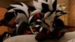 16:9 3d_(artwork) 4k absurd_res anthro areola areola_slip bedroom_eyes big_areola big_breasts big_nipples black_areola black_body black_fur black_nipples blender_(artwork) bodily_fluids bracelet breasts butt canid canid_demon canine canis claws clothed clothing collar colored_nails demon detailed_background digital_media_(artwork) dripping duo ear_piercing eyelashes eyeliner eyes_closed eyeshadow facial_piercing feet female freckled_arms freckled_breasts freckled_butt freckled_chest freckled_face freckled_legs freckled_shoulders freckles french_kissing fur genital_fluids grey_eyes hand_on_hand hellhound hi_res highlights_(coloring) hound_helldan hybrid imminent_sex jennifer_(hound_helldan) jewelry kissing lying makeup male male/female mammal markings multicolored_body mythological_canine mythological_creature mythology nails narrowed_eyes nipples novabeast on_back partially_clothed penis_on_belly piercing precum precum_drip precum_on_belly red_body red_claws red_eyeliner red_eyes red_fur red_highlights red_nails seductive squish straddling striped_body striped_fur stripes tail text topwear watermark white_body white_fur widescreen