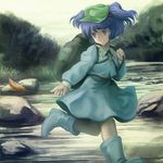  highres kawashiro_nitori konowa nature river running solo touhou two_side_up water 