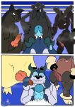 absurd_res andromorph anthro beartic big_clitoris bovid caprine clitoris comic feral generation_2_pokemon generation_5_pokemon generation_6_pokemon genitals group hi_res intersex jade_(megamarine) knot knotted_penis male mammal mastectomy_scar mega_evolution mega_lopunny megamarine musk nintendo penis pokemon pokemon_(species) scar typhlosion