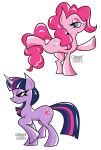 2024 absurd_res artist_name blue_eyes blue_hair blue_tail colored curled_tail curly_mane cutie_mark digital_drawing_(artwork) digital_media_(artwork) duo earth_pony equid equine eyelashes female female_feral feral friendship_is_magic hair half-closed_eyes hasbro hi_res highlights_(coloring) horn horse mammal mane my_little_pony mythological_creature mythological_equine mythology narrowed_eyes nude nude_female pink_body pink_highlights pink_mane pink_tail pinkie_pie_(mlp) pony pupils purple_body purple_eyes purple_highlights quadruped side_view simple_background smile tail teaofcolors text twilight_sparkle_(mlp) twitter_handle unicorn white_background