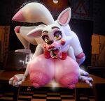 2026 3_toes 3d_(artwork) 4_toes absurd_res aliceisbusty all_fours animatronic anthro areola barely_visible_butt big_areola big_breasts big_nipples blurred_background breasts butt canid canine checkered checkered_floor dark_areola dark_nipples digital_media_(artwork) dutch_angle electronics eyebrows eyelashes fangs feet female five_nights_at_freddy's five_nights_at_freddy's_2 fox full-length_portrait furniture glistening glistening_body hi_res huge_areola huge_breasts humanoid inside machine mammal mangle_(fnaf) monitor montgomery_glands nipple_dip nipples office on_table open_mouth pink_areola pink_body pink_nipples portrait puffy_areola purple_eyelids raised_eyebrow robot scottgames sharp_teeth solo table tail tail_motion teeth thick_thighs toes tongue tongue_out watermark white_body