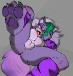 2025 absurd_res anthro areola armwear breasts butt canid canine canis clothing collar digital_drawing_(artwork) digital_media_(artwork) ear_piercing feet female five_nights_at_freddy's five_nights_at_freddy's:_security_breach foot_focus fur genitals hi_res legwear mammal narrowed_eyes nipple_piercing nipples pawpads paws piercing presenting purple_body purple_fur roxanne_wolf scottgames solo spiked_collar spikes steel_wool_studios tail tongue tongue_out vulva withouthuman wolf yellow_eyes