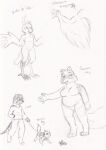 4_toes 5_fingers anthro author's_note avian background_character beak beanie big_hands bird civet claws clothed clothed_anthro clothed_male clothing concept_art digitigrade digitigrade_paws english_text feathers feet female feral fingers fully_clothed fully_clothed_anthro fully_clothed_male group hand_wings hat headgear headwear hi_res hoodie leash male mammal model_sheet nekostar notes nude nude_anthro nude_female overweight overweight_anthro overweight_female procyonid raccoon service_animal sketch sketch_page tail tail_feathers talons text toe_claws toes topwear viverrid winged_arms wings