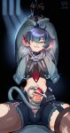 absurd_res accessory animal_ears animal_humanoid autotailjob black_hair blade bottomwear bulge clothing cropped_jacket crossgender cuff_(restraint) femboy front_view ftm_crossgender gekko-seishin genitals hair handcuffed handcuffs hi_res hotpants humanoid humanoid_genitalia humanoid_penis jane_doe_(zenless_zone_zero) john_doe_(scopeophilia) leggings legwear lips male mammal mammal_humanoid masturbation metal_cuffs midriff mihoyo murid murid_humanoid murine murine_humanoid necktie notched_ear penile penile_masturbation penis rat_humanoid restraints rodent rodent_humanoid shorts small_waist smile solo tail tail_around_penis tail_blade tail_fetish tail_masturbation tail_play torn_clothing torn_leggings torn_legwear weapon_tail zenless_zone_zero