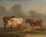 1651 17th_century 2_horns absurd_res ambient_bird ambiguous_feral ambiguous_gender ancient_art bovid bovid_horn bovine bovine_horn cattle cloud cloudy_sky cloven_hooves curved_horn dated detailed_background english_description feral field grass group hi_res hooves horn lying male mammal multicolored_body oil_painting_(artwork) on_front outside painting_(artwork) paulus_potter plant public_domain quadruped signature sky standing tail tail_tuft traditional_media_(artwork) traditional_painting_(artwork) tuft unguligrade