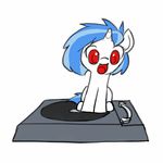  animated blue_hair cute disc dreatos epilepsy_warning equine female feral foal friendship_is_magic hair hasbro horn horse long_hair mammal my_little_pony plain_background pony record record_player red_eyes short_hair solo spinning turntable unicorn valcron vinyl_scratch_(mlp) white_background young 