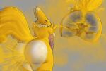 absurd_res archenarie bandai_namco big_butt breasts butt digimon digimon_(species) dominant dominant_female duo facesitting fart fart_cloud fart_fetish farting_on_face female hi_res male nude renamon simple_background sitting sitting_on_another submissive submissive_male tail thick_thighs wide_hips