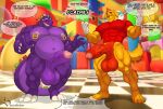 2026 anthro big_muscles big_penis blush bottomless bottomless_anthro bottomless_male canid canine canis claws clothed clothing colored dialogue digital_drawing_(artwork) digital_media_(artwork) dinosaur domestic_dog dorsal_ridge duo english_text fur genitals glitch_productions gloves handwear hi_res huge_muscles huge_penis hyper hyper_genitalia hyper_penis living_toy looking_down looking_down_at_self male mammal multicolored_body multicolored_fur musclegut muscular muscular_male nipple_piercing nipple_ring nipples pecs penis piercing prehistoric_species purple_body purple_scales red_body red_clothing red_fur red_shirt red_topwear reptile ring_piercing scales scalie scratch_(tadc) shirt shocked signature sondinker_fazbear's spanish_text speech_bubble spike_(tadc) tail text the_amazing_digital_circus topwear two_tone_body two_tone_fur white_clothing white_gloves white_handwear yellow_body yellow_fur