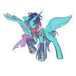 1:1 ambiguous_gender armor blue_body blue_feathers blue_wings cape clothed clothed_feral clothing creaturedotjpeg cutie_mark deltarune ears_back equid equine feathered_wings feathers feral hasbro heart_(marking) heart_symbol hi_res horn kris_dreemurr mammal mane markings my_little_pony mythological_creature mythological_equine mythology pivoted_ears quadruped red_eyes simple_background solo standing tail undertale_(series) white_background winged_unicorn wings