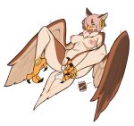 after_sex anklet anthro avian barn_owl beak bird bodily_fluids breasts brown_body cum cum_in_vagina cum_inside digit_ring ear_piercing ear_ring fathomcube feathers feet female genital_fluids genitals hair hi_res jewelry jewelry_only lying nipples nude on_back owl piercing ring ring_piercing simple_background solo tail tail_feathers toe_ring toes tongue tongue_out tyto tytonid vulva winged_arms wings