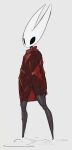 anthro arachnid arthropod black_body cloak clothing digital_drawing_(artwork) digital_media_(artwork) dripping_wet female gobsmacker hi_res hollow_knight_(franchise) hornet_(hollow_knight) looking_offscreen puddle red_cloak red_clothing segmented_body simple_background small_waist solo spider standing team_cherry thick_thighs translucent translucent_clothing wet wet_clothing white_background wide_stance