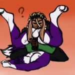 1:1 2020 anal anthro anthro_on_anthro anthro_rimmed anthro_rimming anthro_rimming_anthro balls black_hair black_penis brown_body canid canine chaosdraws clothed clothed/nude clothed_anthro clothed_male clothing countershade_balls countershade_face countershade_genitalia countershade_legs countershade_torso countershading digital_drawing_(artwork) digital_media_(artwork) dreadlocks duo ear_markings eye_markings eyes_closed feet genitals glans gloves_(marking) gradient_background hair handjob handjob_while_rimming hi_res humanoid_genitalia humanoid_penis kneeling lagomorph leg_markings leporid looking_at_viewer looking_pleasured male male/male male_anthro male_rimmed male_rimming male_rimming_male mammal markings nipples nude nude_anthro nude_male oral orange_background penile penis purple_body purple_hair question_mark rabbit reach_around reese_lightlender rimming sex simple_background socks_(marking) tail white_body white_countershading