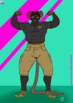 2023 abs animated animated_gif anthro balls black_balls black_clothing black_penis black_shirt black_topwear blue_background bottomwear clothing colored crocs curly_hair dated erection eyewear feet flaccid flexing flexing_bicep footwear genitals glasses green_clothing green_eyes green_footwear green_shoes grey_clothing grey_shirt grey_topwear hair hi_res humanoid_genitalia humanoid_penis male mammal murid murine muscular nipples nude nude_male pants penis pink_background pubes rat rat_tail red_eyewear red_glasses rodent shirt shoes short_playtime simple_background slideshow smile solo standing tail text text_on_clothing text_on_shirt text_on_topwear topwear underwear url wearing_glasses whiskers white_clothing white_underwear whitecolt_productions