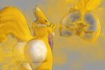 absurd_res archenarie bandai_namco big_butt bodily_fluids breasts butt digimon digimon_(species) dominant dominant_female duo facesitting fart fart_fetish farting_on_face female hi_res male nude renamon simple_background sitting sitting_on_another submissive submissive_male sweat sweaty_butt tail thick_thighs wide_hips
