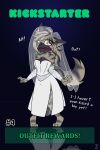 2:3 anthro armwear bloodline_(webcomic) breasts bridal_gauntlets bride clothing digital_drawing_(artwork) digital_media_(artwork) dress english_text female fur green_text hi_res hyena kickstarter mammal plantigrade simple_background solo striped_body striped_fur stripes surprised tail text vivian_(bloodline) w0lfmare wedding_dress wedding_veil