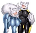 2026 alpha_channel animal_humanoid ausar bedroom_eyes bent_over big_breasts black_latex blue_bodysuit blue_clothing blue_eyes blue_latex blue_skinsuit blush bodysuit breasts canid canid_humanoid canine canine_humanoid clothing dog_ears dog_humanoid duo female fluffy fluffy_tail fur galina_(tits) hair huge_breasts humanoid latex latex_bodysuit latex_clothing latex_skinsuit looking_at_viewer mammal mammal_humanoid marina_(tits) narrowed_eyes neck_tuft seductive sibling_(lore) sister_(lore) sisters_(lore) skinsuit standing tail tight_clothing toonnik trials_in_tainted_space tuft white_body white_fur white_hair wide_hips