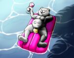 absurd_res bear bikini black_body clothing danganronpa demoniccat1 gold_bikini hi_res male mammal monokuma solo spike_chunsoft swimwear two-piece_swimsuit white_body