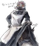 absurd_res accessory anthro avian bird clothing corvid corvus_(genus) female garter_belt garter_straps headband hi_res jodie_gavrandric_(mr.foxman) maid_apron maid_headdress maid_uniform mr.foxman oscine passerine raven smug_face solo uniform