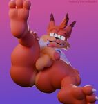 2026 3_toes 3d_(artwork) accessory anthro artist_name atari balls big_butt blue_eyes bobcat bubsy_(series) bubsy_4d bubsy_bobcat butt claws clothed clothing digital_media_(artwork) english_text feet felid feline flaccid fur genitals glans gradient_background hair hand_on_leg hi_res inner_ear_fluff jacket looking_at_viewer lynx male mammal mostly_nude multicolored_body multicolored_fur multicolored_hair necktie nude open_mouth open_smile orange_body orange_fur partially_clothed penis presenting presenting_hindquarters raised_leg red_necktie saggy_balls simple_background smile soles solo streetsign01 text thick_thighs toes topwear tuft two_tone_body two_tone_fur two_tone_hair vein veiny_penis white_clothing white_jacket white_topwear