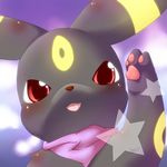  blush eeveelution looking_at_viewer nintendo okunawa open_mouth pawpads pok&#233;mon pok&eacute;mon red_eyes solo star tongue umbreon video_games 