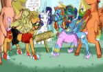 absurd_res alternative_fashion applejack_(mlp) blue_body bodily_fluids clothing crying cutie_mark english_text equid equine female feral footwear forced forced_prostitution free_use friendship_is_magic gag genitals group hair hasbro hi_res high_heels horse magic_restraints makeup male male/female mammal muzzle_gag my_little_pony orange_body outside_sex penis pony potatos prostitution public pulling_hair rainbow_dash_(mlp) rape rarity_(mlp) restrained sex shoes tail tail_pull tears text touching_hair