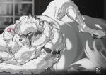 anthro bed canid canine canis duo fur furniture lying lying_on_bed male male/male mammal mihoyo on_bed selfcest shadbit square_crossover von_lycaon white_body white_fur window wolf zenless_zone_zero
