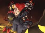 4:3 accipitrid accipitriform all_fours anal anal_penetration animal_genitalia anklet anthro anthro_on_anthro anthro_penetrated anthro_penetrating anthro_penetrating_anthro avian avian_feet beak beak_fetish beak_play beak_sex beakjob bearded_vulture bird black_beak black_body black_feathers black_fur black_genitals bodily_fluids claws corvid corvus_(genus) crow cum deep_throat deity demon dominant dominant_male dripping erection feathers feet fellatio forced forced_oral fur genital_fluids genitals glowing glowing_eyes gold_(metal) grabbing grey_body group group_sex hand_on_head hi_res horn horn_grab horn_jewelry hybrid irrumatio jewelry knot leaking leaking_precum male male/male male_anthro male_penetrated male_penetrating male_penetrating_male markings muriat nude old_world_vulture oral oral_penetration oscine passerine penetration penile penile_penetration penis penis_in_mouth precum precum_drip purple_genitals purple_penis quilda_(reku) raven red_body red_genitals reku_illustration runes sex spitroast tail tail_feathers talons threesome toes trio vulture yellow_eyes