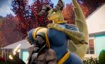 2026 2_horns 3d_(artwork) anthro armor big_breasts big_tail black_horn black_sclera blue_sky boob_hat bottle breasts brown_clothing brown_coat brown_topwear building claws clothed clothing coat container day deathclaw digital_media_(artwork) duo fallout female female_anthro gas_mask glass_bottle glistening glistening_body glistening_scales glowing glowing_eyes green_body green_eyes green_scales hand_on_breast hand_on_own_breast headgear helmet hi_res holding_bottle holding_container holding_glass holding_object horn house huge_breasts human human_on_anthro impaer_jaster interspecies larger_anthro larger_female looking_down looking_down_at_another male male/female male_human mammal mask microsoft mommyclaw_(vulgarvictor) non-mammal_breasts open_clothing open_coat open_topwear outside plant pupils scales scalie sharp_teeth size_difference sky slit_pupils smaller_human smaller_male spikes spikes_(anatomy) standing tail teeth thick_tail topwear tree watermark wide_hips