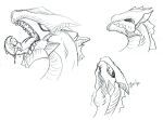 2012 bodily_fluids cheek_bulge eating eating_food english_text eyes_closed fangs food gauntletspirit generation_5_pokemon graphite_(artwork) kyurem legendary_pokemon neck_bulge nintendo open_mouth pokemon pokemon_(species) saliva solo sorbet swallowing teeth text tongue tongue_out traditional_media_(artwork)