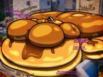 4:3 anthro bear belly big_belly big_breasts breasts dialogue epic_games female food food_transformation fortnite heart_symbol hi_res huge_belly huge_breasts hyper hyper_belly hyper_breasts mammal onomatopoeia pancake raven_team_leader rumbling_stomach sinflative solo sound_effects syrup text transformation