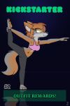 2:3 anthro bloodline_(webcomic) bottomwear breasts canid canine clothing digital_drawing_(artwork) digital_media_(artwork) english_text female fox fur green_text grey_fox hi_res kickstarter looking_forward mammal pants plantigrade pose sil_(bloodline) simple_background solo tail text topwear urocyon w0lfmare yoga yoga_pants