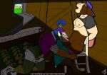 2023 abs anthro avian backwards_baseball_cap backwards_hat balls baseball_cap beak big_balls bird blue_baseball_cap blue_body blue_feathers bottomwear brown_body brown_fur clothed clothing clothing_lift colored dated duo english_text erection eyes_closed feathers floppy_ears footwear fur galliform genitals golf_club golf_course green_body green_feathers grey_beak hair hat headgear headwear heart_clothing heart_symbol heart_underwear inside kneeling lagomorph leporid male male/male mammal muscular muscular_male navel nipples open_mouth oral peafowl pecs penis phasianid pink_clothing pink_nipples pink_underwear purple_clothing purple_shirt purple_topwear purple_visor rabbit sex shirt shirt_lift shoes shorts sitting sneakers tail tan_body tan_fur teeth text tongue topwear underwear url white_chair whitecolt_productions