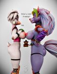 2026 3d_(artwork) animate_inanimate animatronic anthro areola arm_warmers armwear avian beak belt big_breasts big_butt bird bracelet breast_squish breasts breasts_frottage butt butt_markings canid canine canis character_plushie chicken clothing collar dialogue digital_media_(artwork) ear_piercing ear_ring english_text eyelashes eyeshadow female five_nights_at_freddy's five_nights_at_freddy's:_security_breach freddy_(fnaf) galliform glamrock_chica glistening glistening_body gloves green_clothing green_gloves green_handwear grey_body grey_hair group hair hair_size_difference hand_on_breast hand_on_hip hand_on_own_breast hand_on_own_hip handwear hi_res impaer_jaster jewelry larger_anthro larger_female living_plushie long_hair looking_at_breasts looking_up machine makeup male mammal markings nipples non-mammal_breasts non-mammal_nipples open_mouth orange_beak pattern_arm_warmers pattern_armwear pattern_clothing paw_markings phasianid piercing pink_areola pink_eyeshadow pink_nipples plushie purple_arm_warmers purple_armwear purple_clothing purple_eyeshadow ring_piercing robot robot_anthro roxanne_wolf scottgames scut_tail short_hair short_tail shoulder_pads side_butt side_view simple_background size_difference smaller_anthro smaller_male spiked_belt spiked_bracelet spiked_collar spikes squish standing steel_wool_studios striped_arm_warmers striped_armwear striped_clothing stripes tail talking_to_another text thick_thighs trio watermark white_background white_body wide_hips wolf