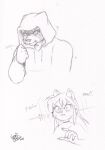 5_fingers ailurid angry anthro bodily_fluids canid canine canis choker claws clothed clothed_anthro clothed_male clothing concept_art dialogue duo english_text female finger_claws fingers fully_clothed fully_clothed_anthro fully_clothed_male hoodie jewelry male mammal mystical mythological_canine mythological_creature mythology necklace nekostar profanity red_panda rin_(nekostar) shadowed_face side_eye sketch_page sweat sweaty_face text tobias_dreck topwear upset werecanid werecanine werecreature werewolf wolf
