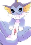 2026 4_fingers absurd_res anus backlighting black_nose black_sclera blue_body blue_eyes blue_tail blush blush_lines digital_drawing_(artwork) digital_media_(artwork) ear_frill eeveelution feet female female_feral feral fingers frill_(anatomy) generation_1_pokemon genitals glistening glistening_eyes gloves_(marking) head_crest head_frill hi_res humanoid_genitalia humanoid_genitalia_on_feral humanoid_vulva humanoid_vulva_on_feral light lighting looking_at_viewer markings multicolored_body multicolored_tail neck_frill nintendo open_mouth paws pokemon pokemon_(species) pu_sukebe quadruped simple_background solo spread_legs spread_vulva spreading tail two_tone_body vaporeon vulva white_background white_body white_tail