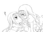  akemi_homura bad_id bad_pixiv_id blush braid dual_persona glasses greyscale hair_ribbon headband homu long_hair mahou_shoujo_madoka_magica mizuki_(koko_lost) monochrome mouth_hold multiple_girls ribbon selfcest time_paradox translated yuri 