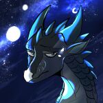 1:1 2023 ambiguous_gender dragon end0scrypt european_mythology feral hi_res horn looking_at_viewer moon moonwatcher_(wof) mythological_creature mythological_scalie mythology night nightwing_(wof) portrait scales scalie solo spikes spikes_(anatomy) star western_dragon wings_of_fire